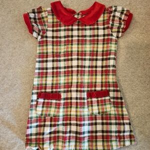 Plaid Dress with Red Collar